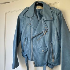 Beautiful blue Zara faux leather jacket